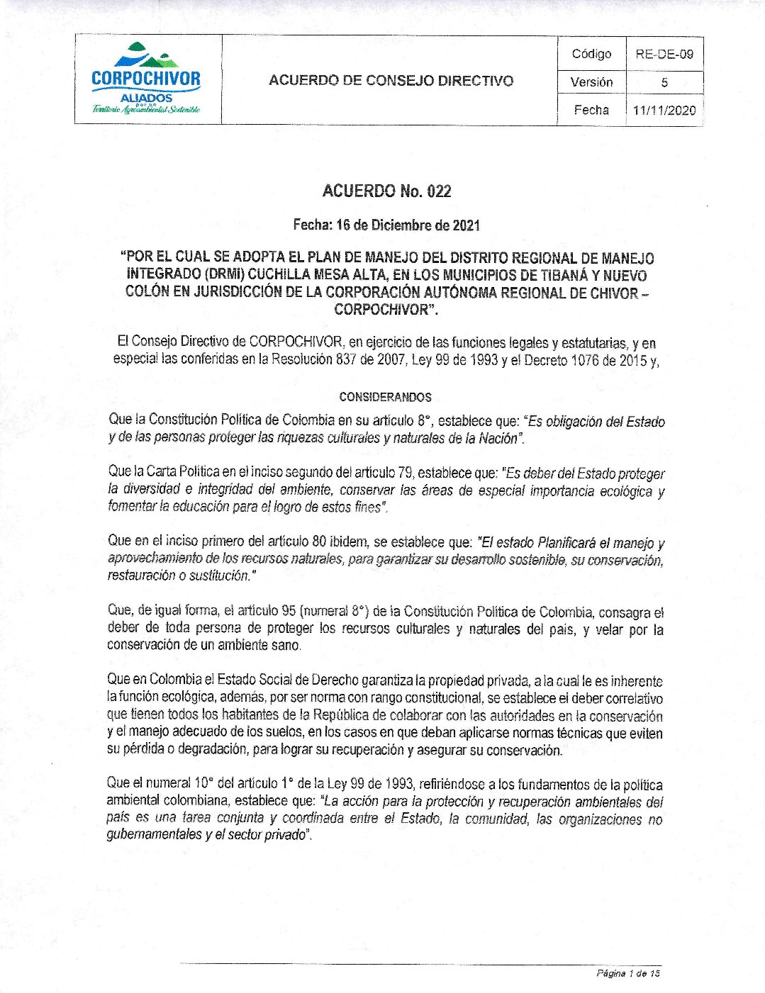 Acuerdo 022-21 Cuchilla Mesa Alta